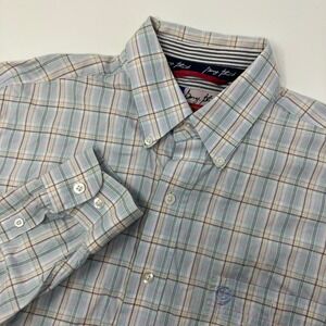 George Strait Wrangler Cowboy Cut Button Down Shirt Men's L Plaid Western